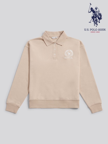 U.S. Polo Assn. Natural Wreath Graphic Tipped Rugby Sweat Top (W18698) | €86
