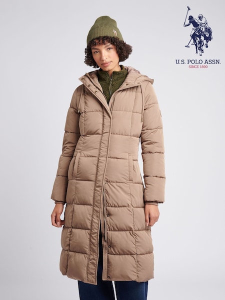 U.S. Polo Assn Green Longline Square Quilt Puffer Coat (W18703) | €224