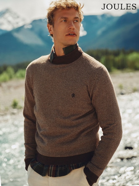 Brūna krāsa - Regular Joules Highland Wool Rich Roll Neck Jumper
