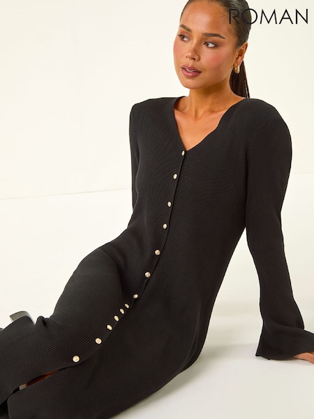 Roman Petite Knitted Button Detail Midi Dress (W18891) | 92 €