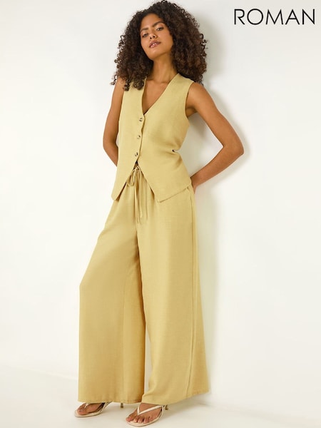 Roman Green Elasticated Waist Wide Leg Trousers (W18986) | €53