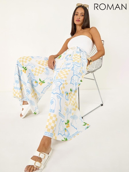 Roman Citrus Wide Leg Stretch Trousers (W19004) | ‏322 ر.ق.