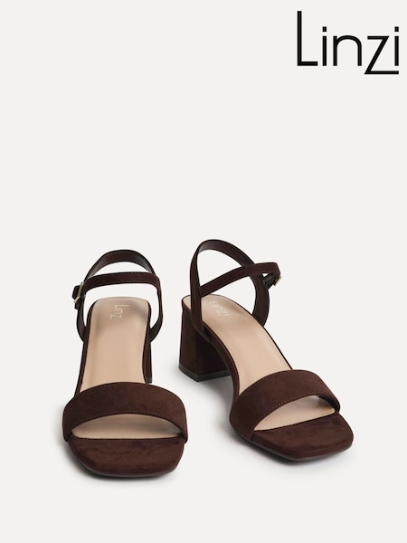 Linzi Brown Darcie Low Chunky Block Heeled Sandals (W19144) | $90