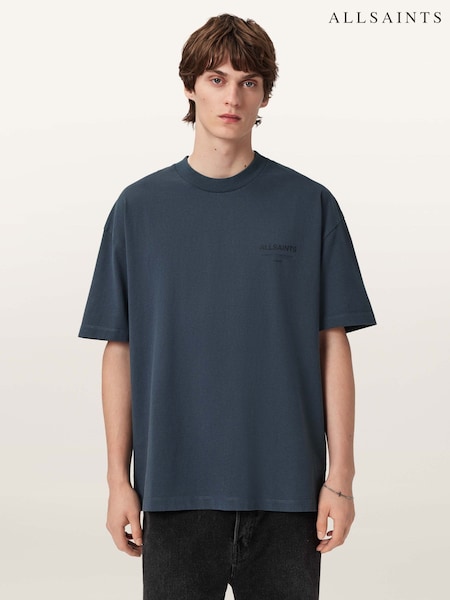 AllSaints Blue Underground Oversized Cotton Crew Neck T-Shirt (W19230) | €83