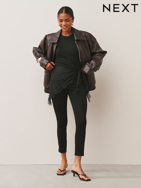 Black - Cropped Jersey Denim Leggings