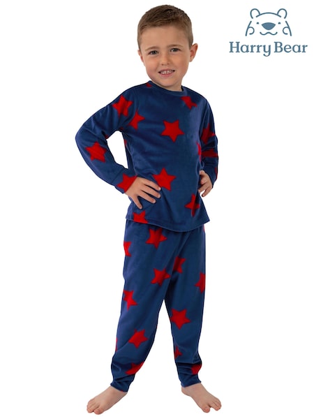 Harry Bear Blue Stars Long Sleeve Fleece Pyjamas (W19312) | €25