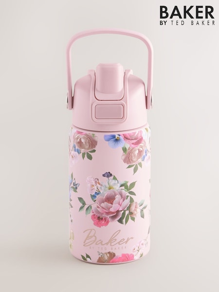 Pink - Baker By Ted Baker Back To School Stainless Steel Water Bottle With Straw