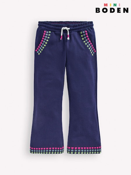 Boden Blue Embroidered Kickflare Joggers (W19757) | kr424 - kr503