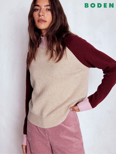 Boden Cream Marion Merino High Neck Jumper (W19769) | €152