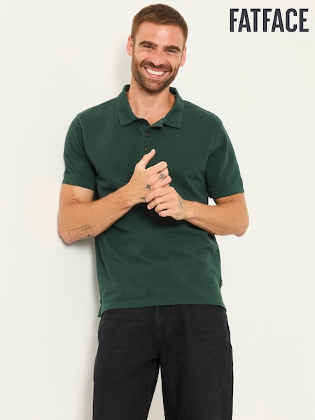 Emerald Green - Regular Fatface Clifton Textured Polo Shirt