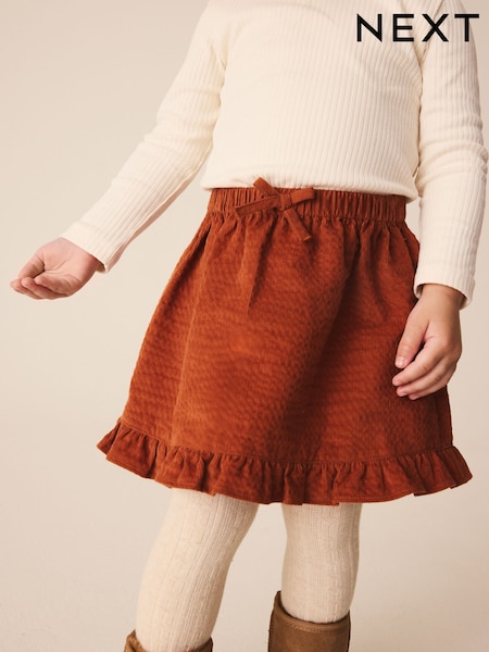 Brown Corduroy - Pullon Frill Skirt (3mths-7yrs)
