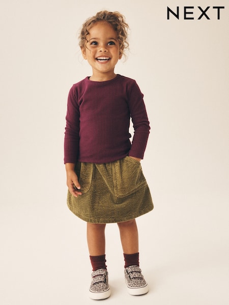 Olive Green - Cord Skirt (3mths-7yrs)