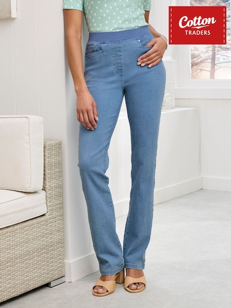 Cotton Traders Blue Premium Pull-On Straight-Leg Jeans (W20284) | €45