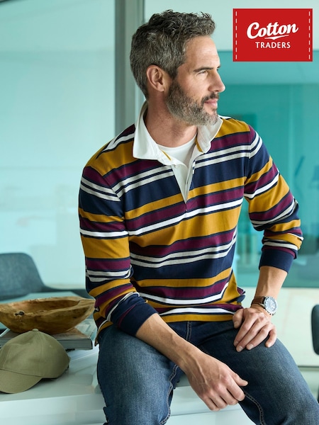 Cotton Traders Gold Long Sleeve Heritage Rugby Shirt (W20302) | €51