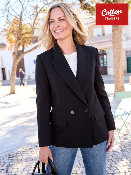 Cotton Traders Black Double Breasted Blazer (W20308) | AED344