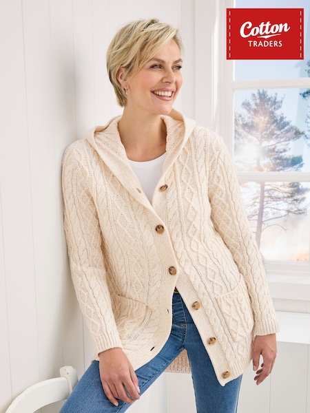 Cotton Traders Nude Longline Hooded Cardigan (W20315) | €59