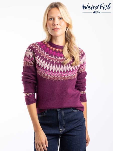 Weird Fish Purple Lowell Fair Isle Pattern Jumper (W20375) | €86