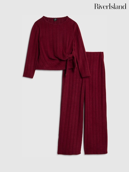 River Island Long Sleeve Cosy Rib T-Shirt & Wide Leg Trousers Set (W20414) | 37 €