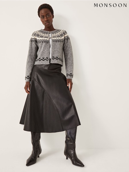 Monsoon Grey Fina Fair Isle Pattern Cardigan (W20431) | €87