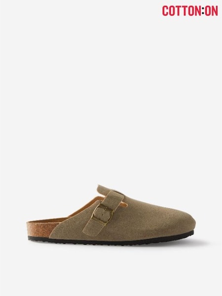Cotton On Natural Closed Toe Buckle Slide Shoes (W20737) | €32