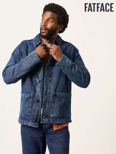 Indigo Blue - Regular Fatface Canvas Denim Worker Jacket