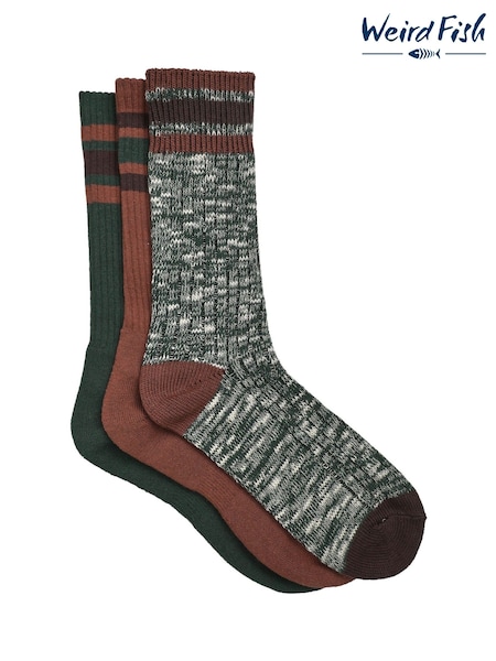 Weird Fish Orange Fernvale Striped Boot Socks 3 Pack (W20881) | €31