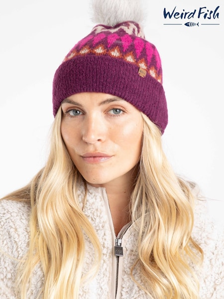 أرجواني - Weird Fish Frady Fair Isle Bobble Hat (W20886) | ‏130 ر.ق.