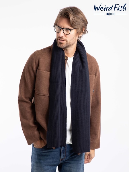 Weird Fish Blue Stornoway Ribbed Scarf (W20896) | €37