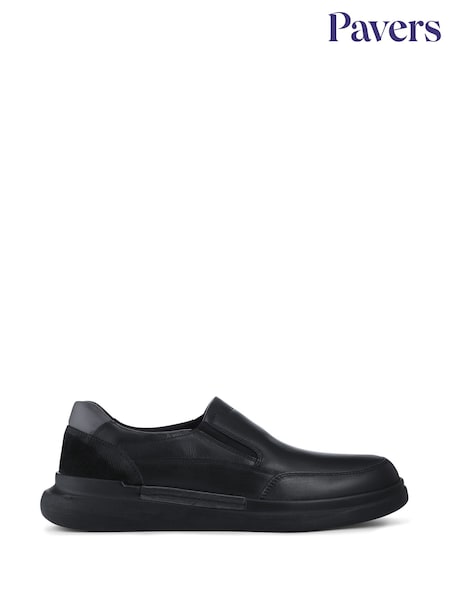 Pavers Black Elasticated Lightweight Slip In Shoes (W21054) | €63