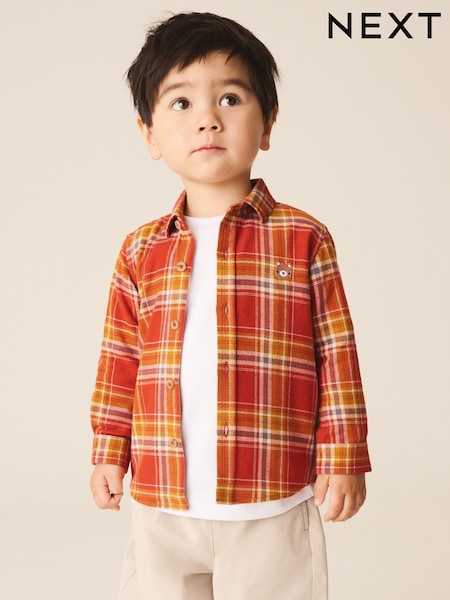Orange Check - Long Sleeve Character Shirt (3mths-7yrs)
