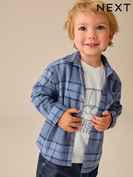 Blue Check - Long Sleeve Shirt And T-shirt Set 2 Piece (3mths-7yrs)