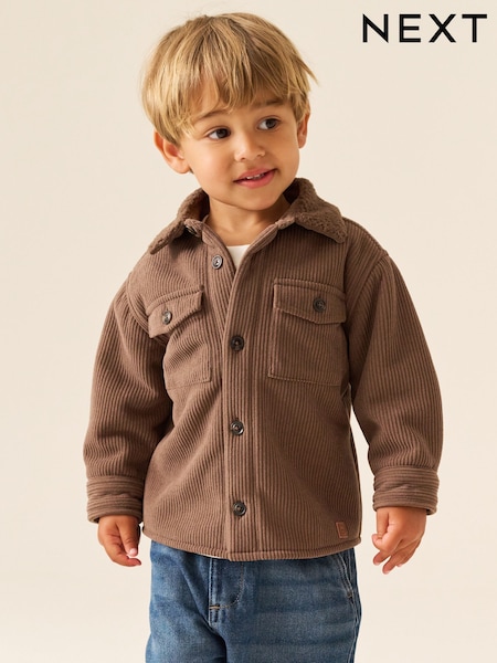 Chocolate Brown - Borg Lined Cord Shacket (3mths-7yrs)