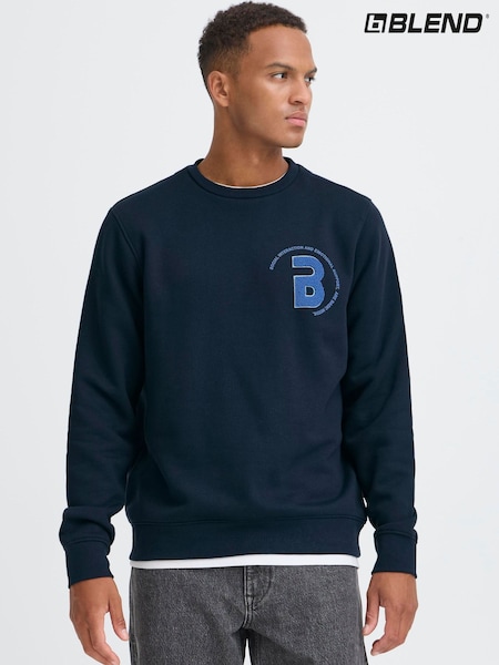 Blend Blue Fleece Logo Crew Neck Sweatshirt (W21198) | €46