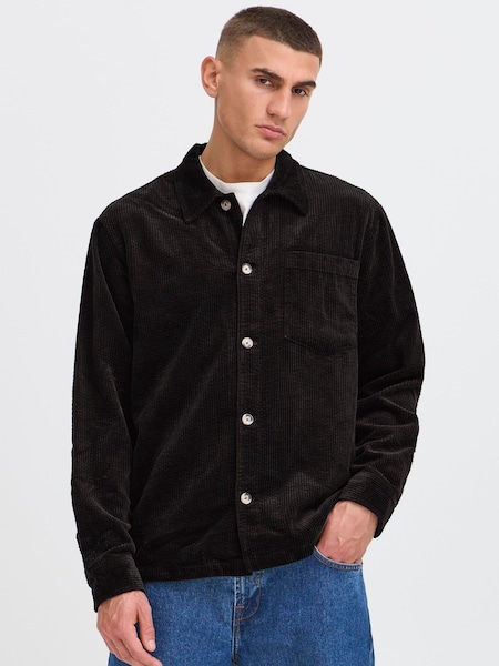 !Solid Black Regular Fit Shirt (W21333) | AED379