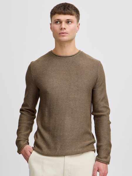 !Solid Brown Regular Fit Long Sleeve Pullover Jumper (W21334) | €58