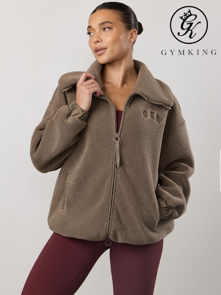 Gym King Grey GKW Borg Full Zip Funnel Jacket (W21423) | R$ 740