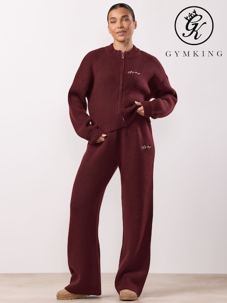Gym King Red Rib Knit Trousers (W21445) | 286 QAR