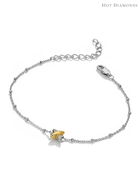 Hot Diamonds Sterling Silver Coupled Two Tone Bracelet (W21489) | 411 QAR