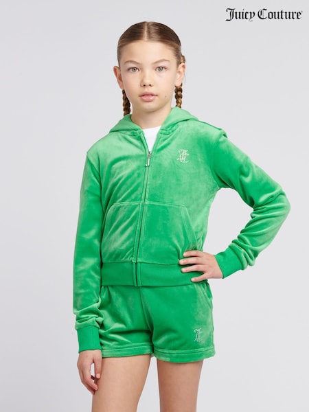 Juicy Couture Light Green Diamanté Zip Through Hoodie (W21615) | €99