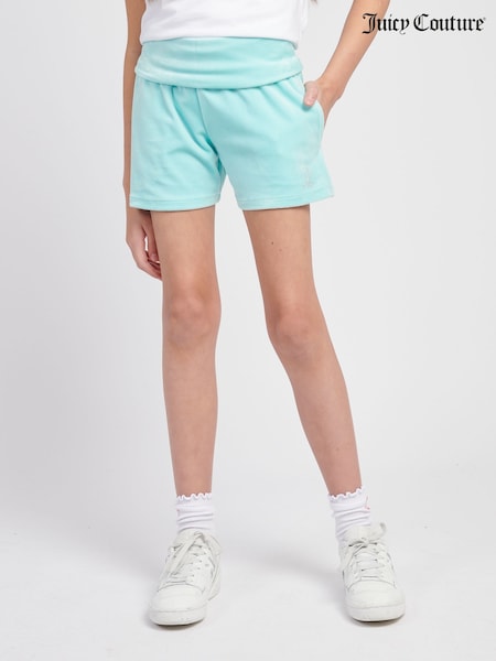 Juicy Couture Blue Girls Fold Over Waist Shorts (W21618) | €79