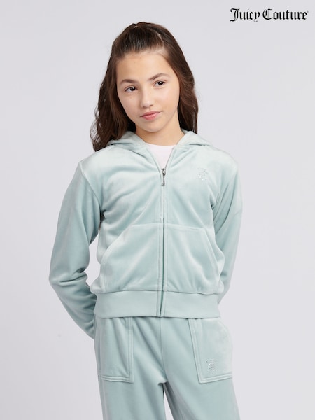 Juicy Couture Blue Girls Diamante Zip-Through Hoodie (W21624) | 346 QAR