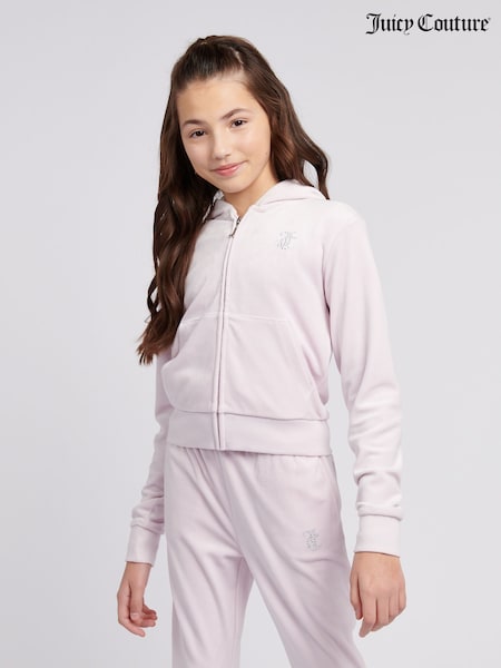 Juicy Couture Dark Purple Diamanté Zip Through Hoodie (W21633) | ₪377