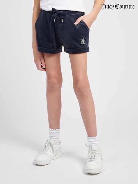 Juicy Couture Blue Girls Velour Fold Up Shorts (W21634) | €71
