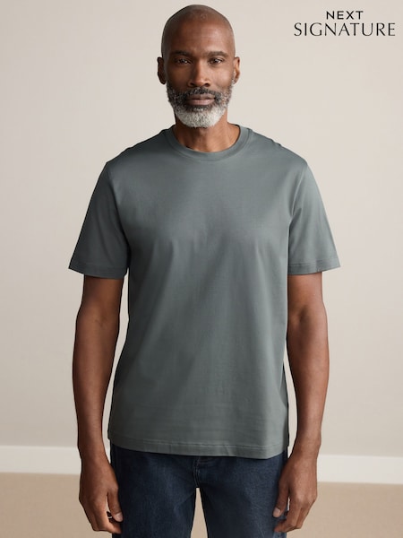Deep Green Regular Fit Signature SUPIMA® Cotton Crew Neck T-Shirt (W21646) | 92 QAR