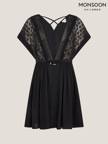 Monsoon Black Crochet Kaftan Dress (W21683) | kr400 - kr428