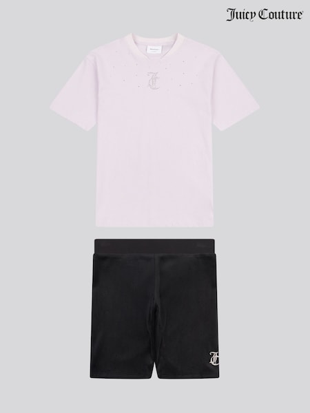 Juicy Couture Black Girls Loose T-Shirt & Velour Cycling Shorts Set (W21701) | 3,905 UAH