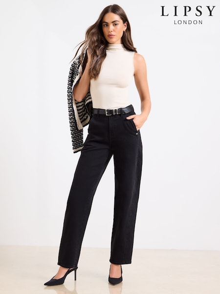 Negru - Lipsy Slim Barrel Leg Jeans (W21747) | 372 LEI