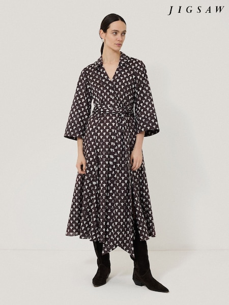 Jigsaw Purple 100% Cotton Tulip Voile Midi Dress (W21764) | €253