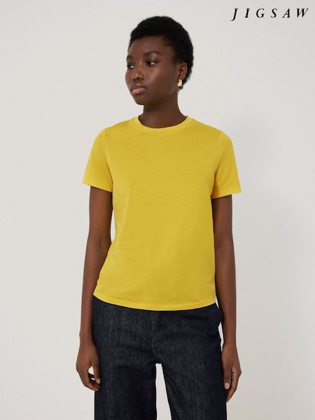 Jigsaw Yellow Crew Neck 100% Cotton T-Shirt (W21766) | $61