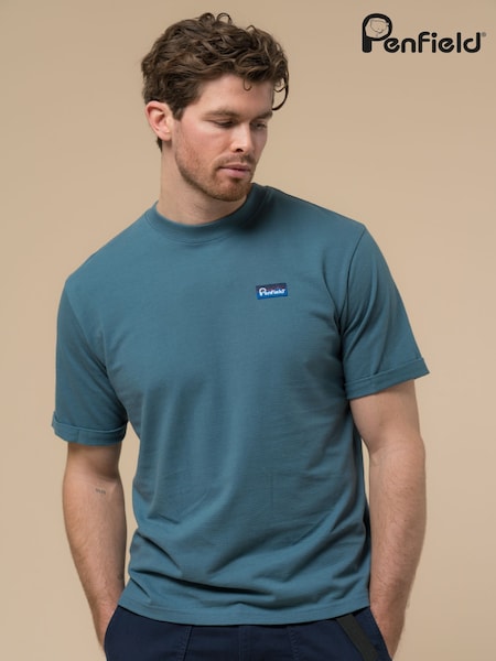 Penfield Blue Mens Ripple Textured 100% Cotton Jersey T-Shirt (W21792) | €40